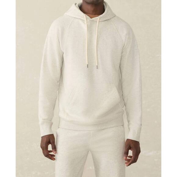 NEW FAHERTY high standard fleece long sleeve hoodie in antique ivory heather